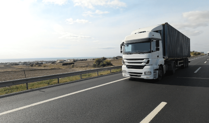 truck driving on the highway